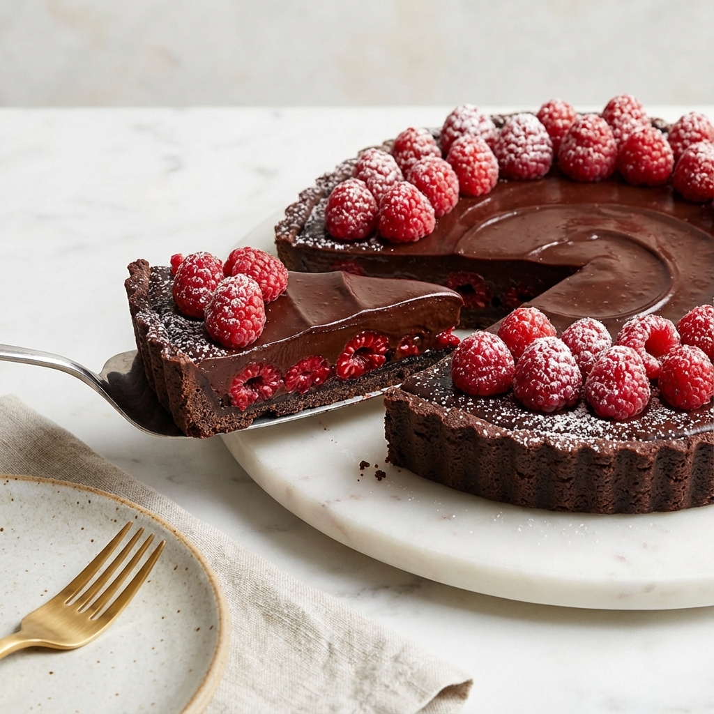 Dark Chocolate Raspberry Tart